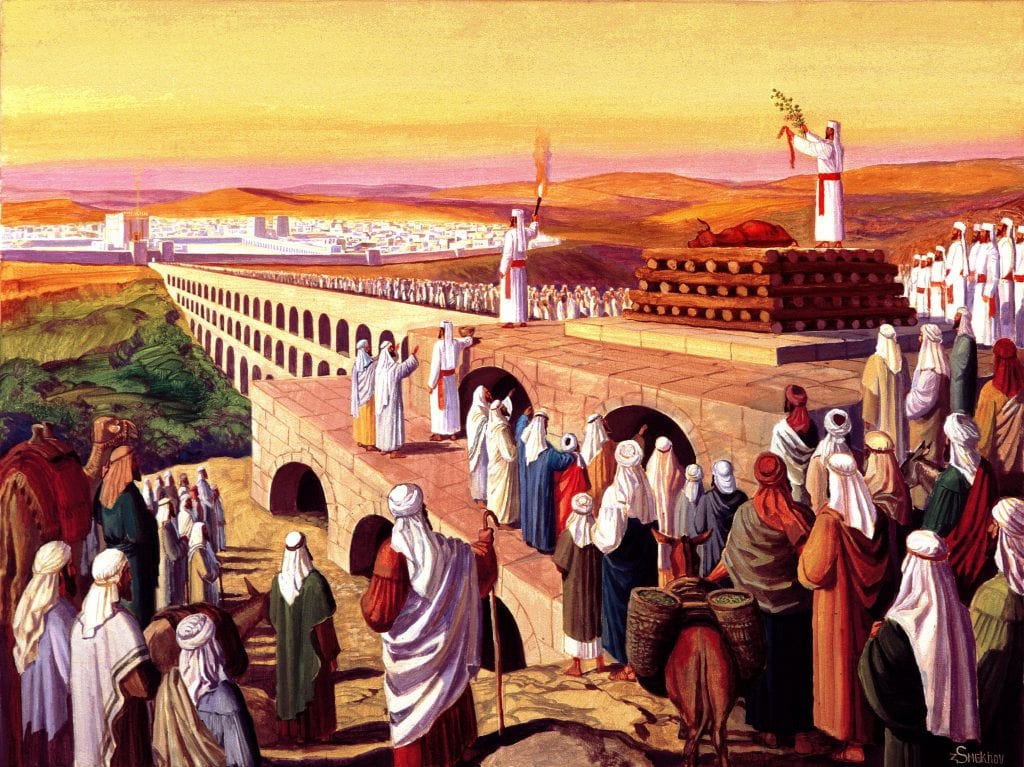 رسم توضيحي يصور ذبح بقرة حمراء في جبل الزيتون (مواقع التواصل الاجتماعي)